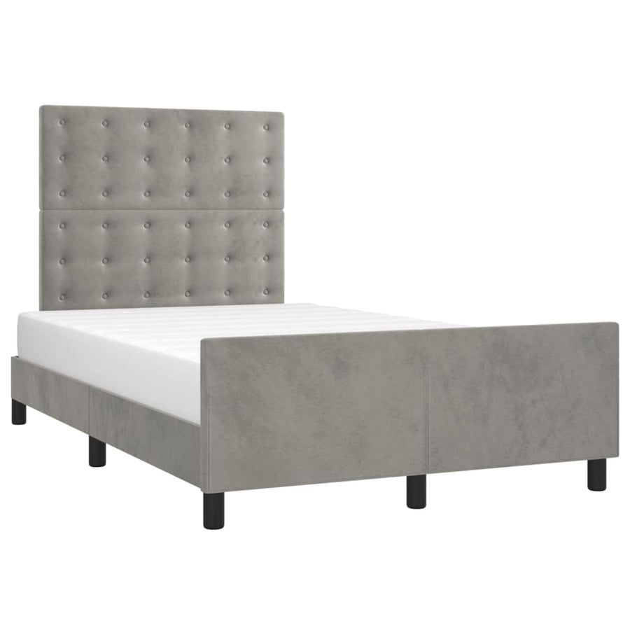 Bedframe Met Hoofdeinde Fluweel Lichtgrijs 120 x 200 cm Knopen