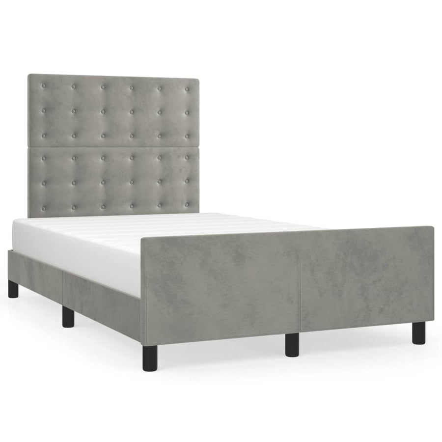 Bedframe Met Hoofdeinde Fluweel Lichtgrijs 120 x 200 cm Knopen