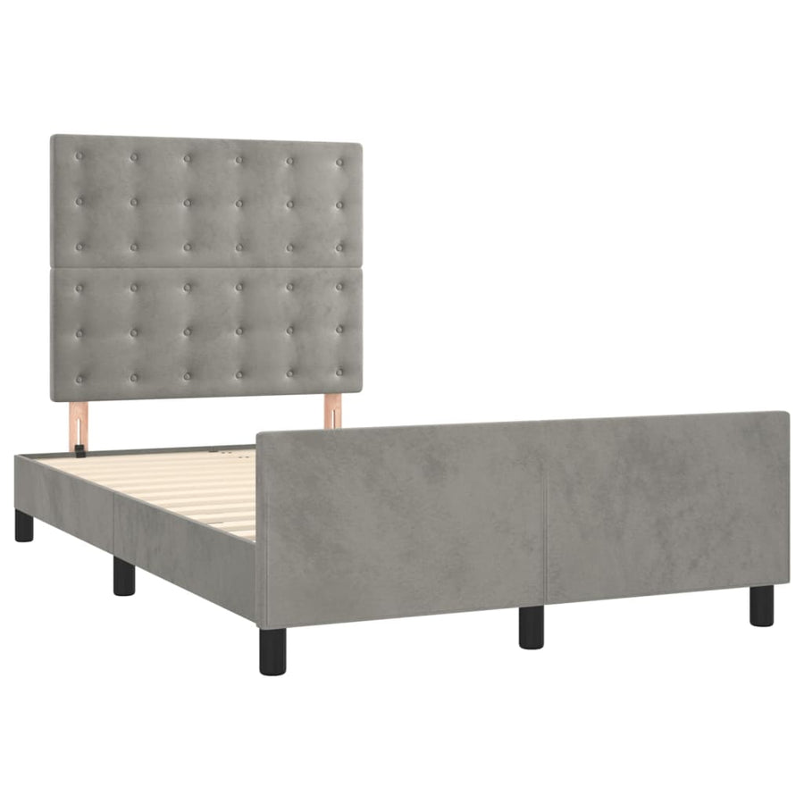 Bedframe Met Hoofdeinde Fluweel Lichtgrijs 120 x 200 cm Knopen