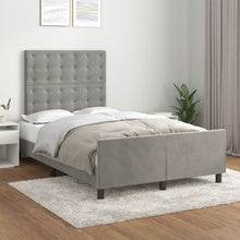 Bedframe Met Hoofdeinde Fluweel Lichtgrijs 120 x 200 cm Knopen
