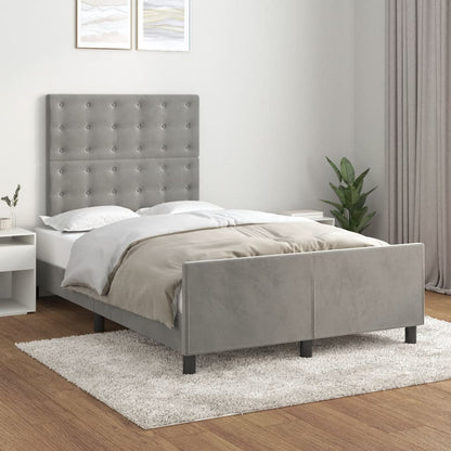 Bedframe Met Hoofdeinde Fluweel Lichtgrijs 120 x 200 cm Knopen