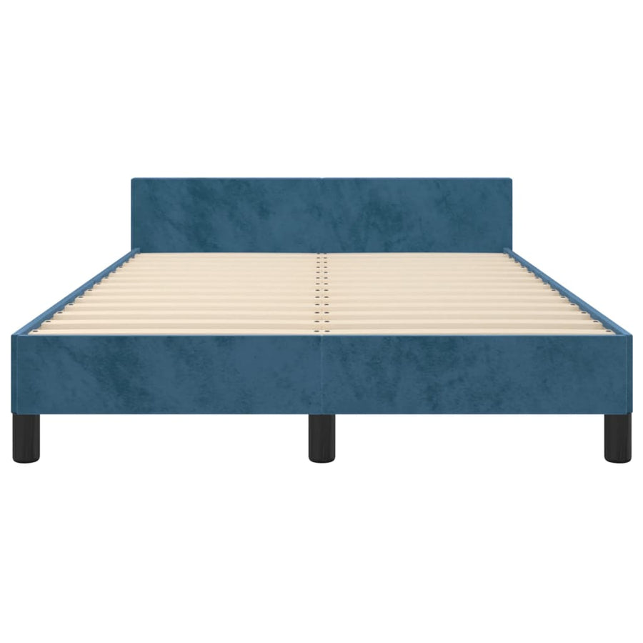 Bedframe Met Hoofdeinde Fluweel Donkerblauw 120 x 200 cm Knopen