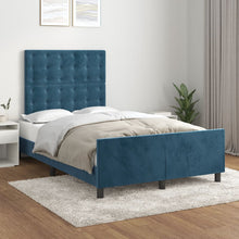 Bedframe Met Hoofdeinde Fluweel Donkerblauw 120 x 200 cm Knopen