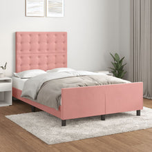 Bedframe Met Hoofdeinde Fluweel Roze 120 x 200 cm Knopen