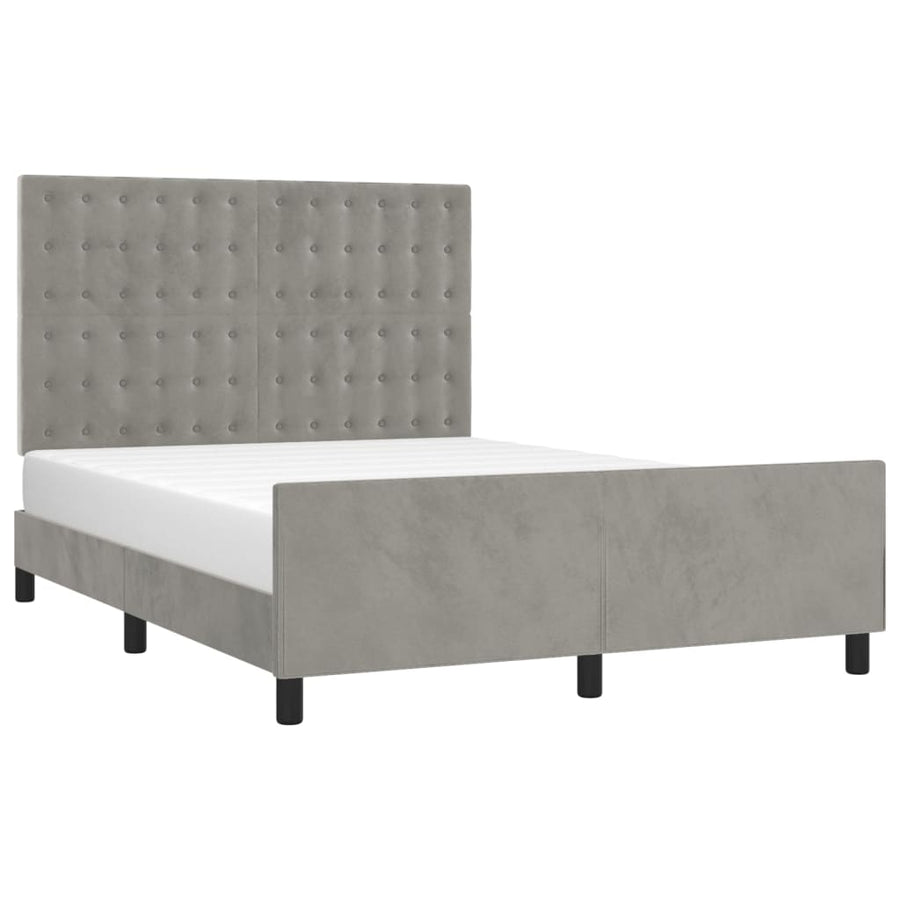Bedframe Met Hoofdeinde Fluweel Lichtgrijs 140 x 190 cm Knopen