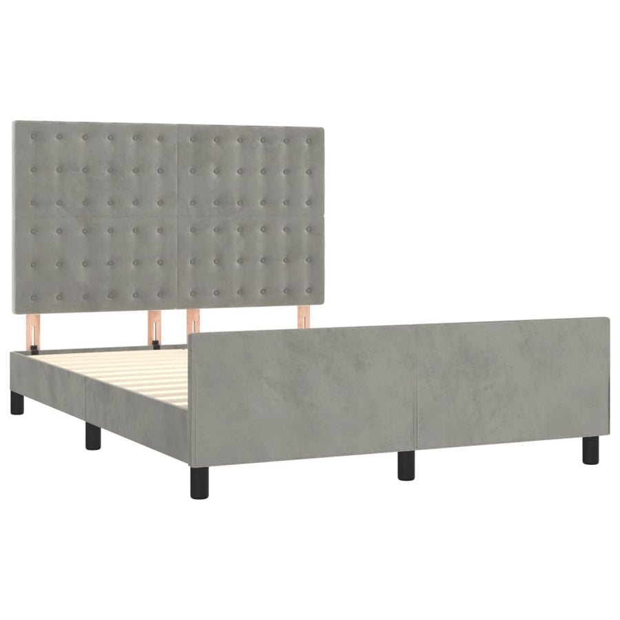 Bedframe Met Hoofdeinde Fluweel Lichtgrijs 140 x 190 cm Knopen