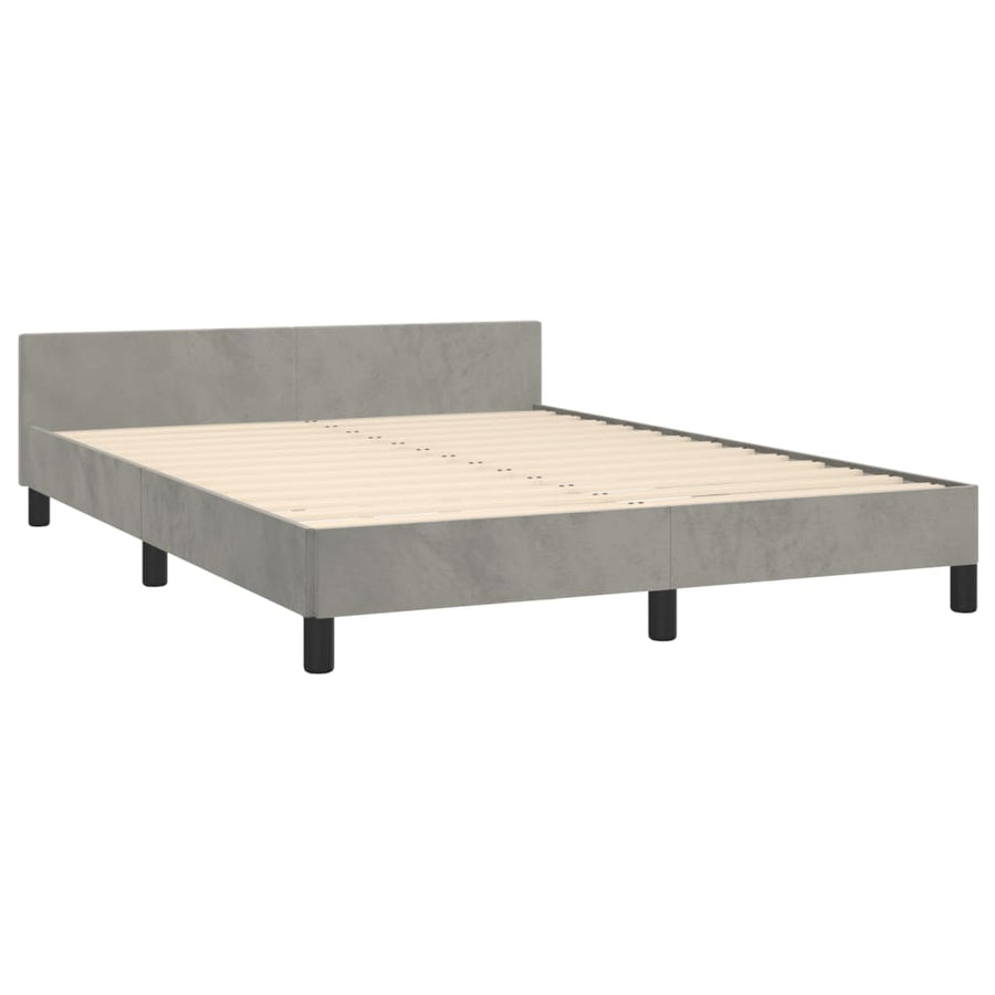 Bedframe Met Hoofdeinde Fluweel Lichtgrijs 140 x 190 cm Knopen