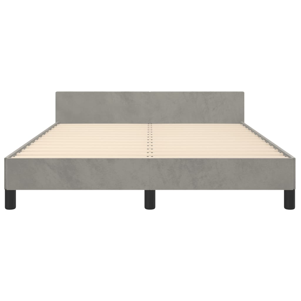Bedframe Met Hoofdeinde Fluweel Lichtgrijs 140 x 190 cm Knopen