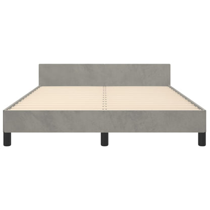 Bedframe Met Hoofdeinde Fluweel Lichtgrijs 140 x 190 cm Knopen
