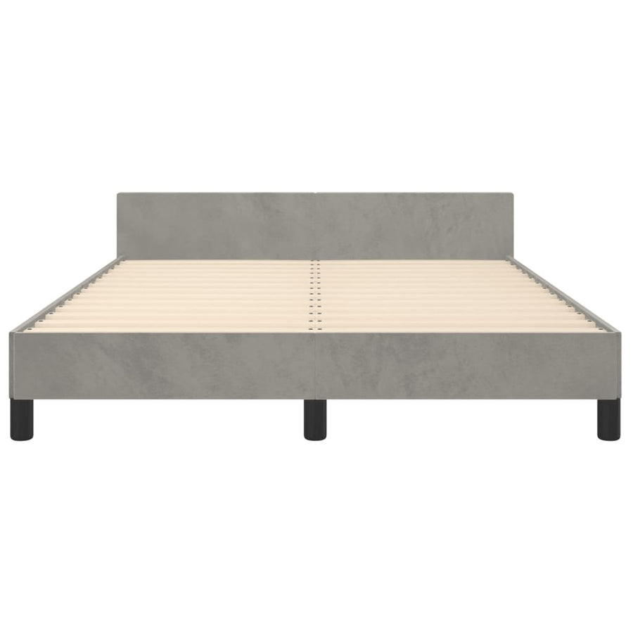 Bedframe Met Hoofdeinde Fluweel Lichtgrijs 140 x 190 cm Knopen
