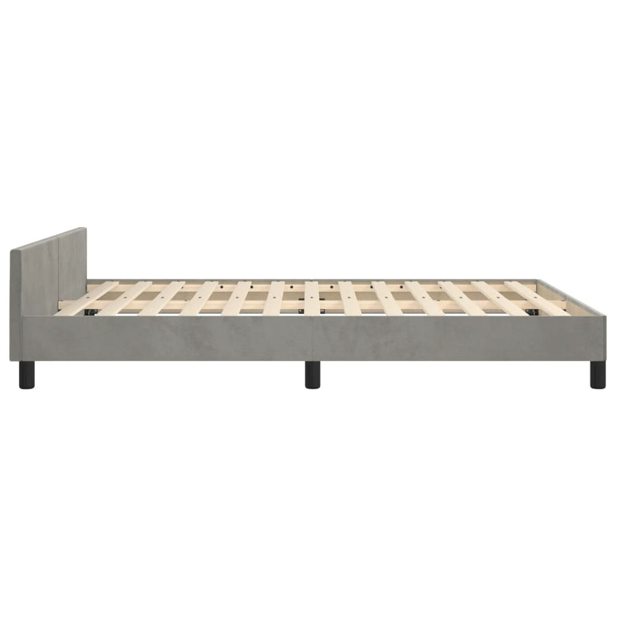 Bedframe Met Hoofdeinde Fluweel Lichtgrijs 140 x 190 cm Knopen