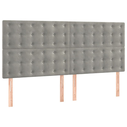 Bedframe Met Hoofdeinde Fluweel Lichtgrijs 140 x 190 cm Knopen