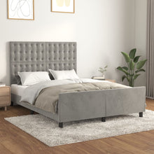 Bedframe Met Hoofdeinde Fluweel Lichtgrijs 140 x 190 cm Knopen