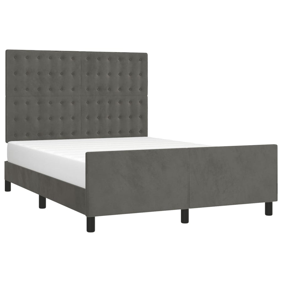 Bedframe Met Hoofdeinde Fluweel Donkergrijs 140 x 190 cm Knopen