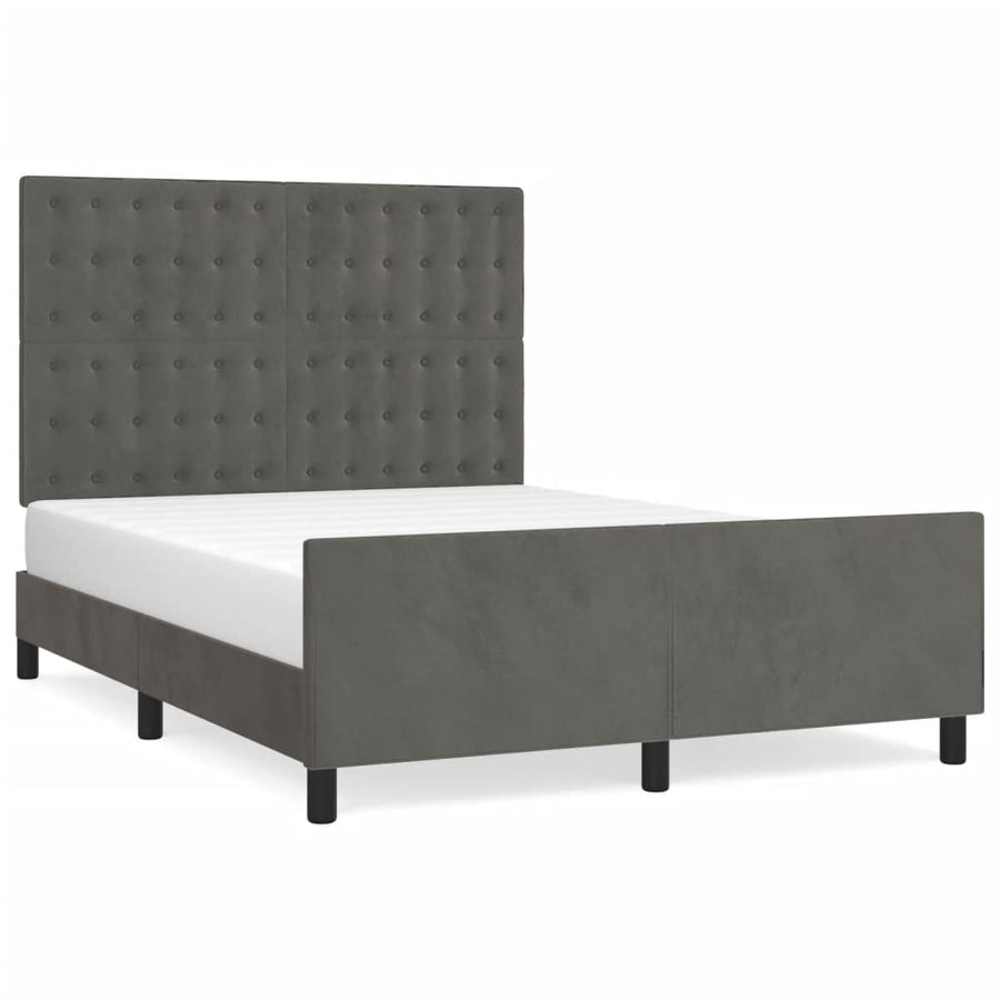 Bedframe Met Hoofdeinde Fluweel Donkergrijs 140 x 190 cm Knopen