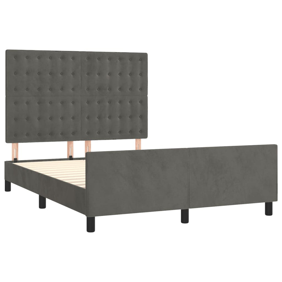Bedframe Met Hoofdeinde Fluweel Donkergrijs 140 x 190 cm Knopen