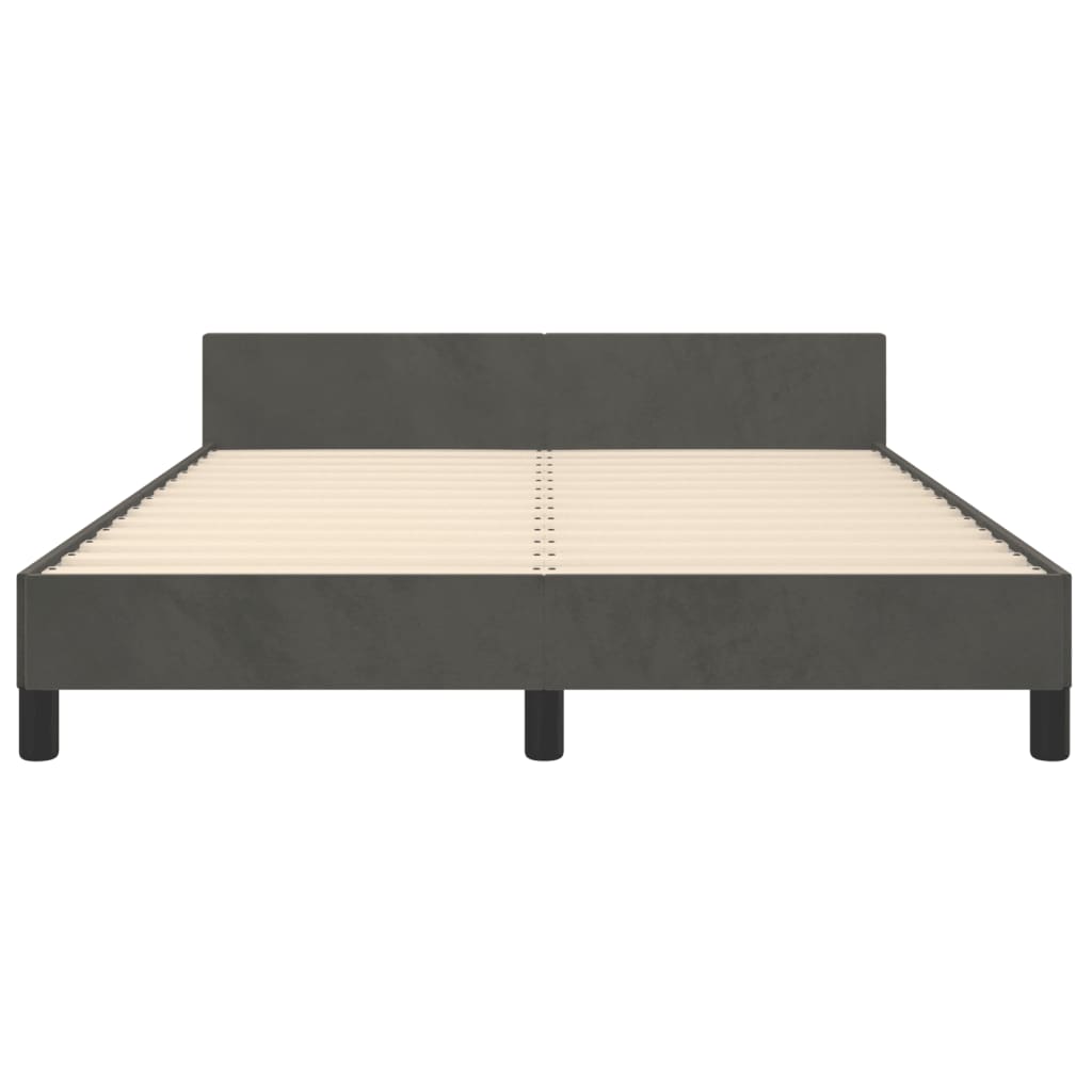 Bedframe Met Hoofdeinde Fluweel Donkergrijs 140 x 190 cm Knopen