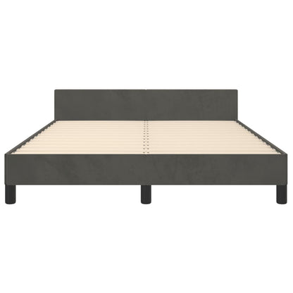 Bedframe Met Hoofdeinde Fluweel Donkergrijs 140 x 190 cm Knopen