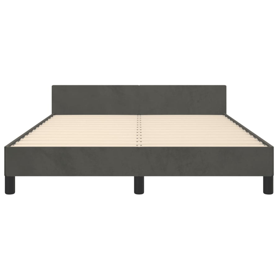 Bedframe Met Hoofdeinde Fluweel Donkergrijs 140 x 190 cm Knopen