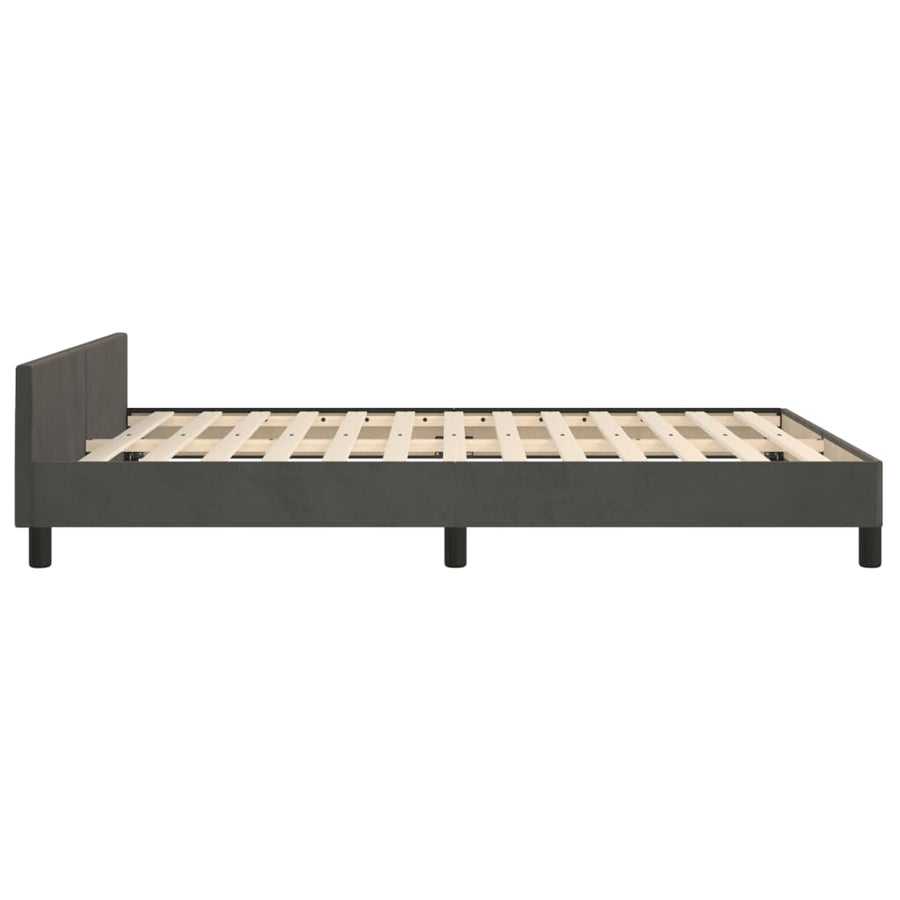 Bedframe Met Hoofdeinde Fluweel Donkergrijs 140 x 190 cm Knopen