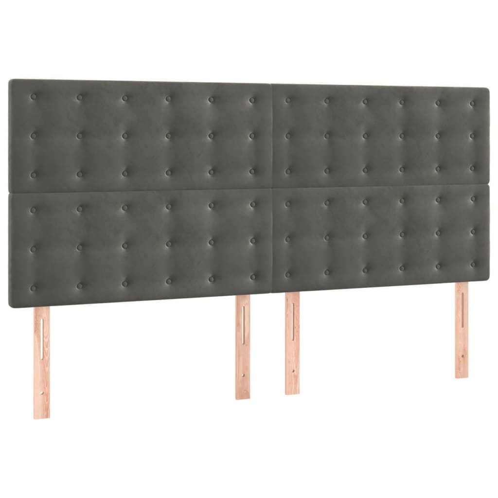 Bedframe Met Hoofdeinde Fluweel Donkergrijs 140 x 190 cm Knopen