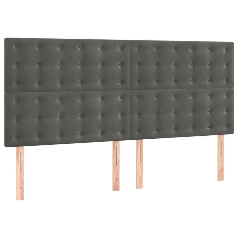 Bedframe Met Hoofdeinde Fluweel Donkergrijs 140 x 190 cm Knopen
