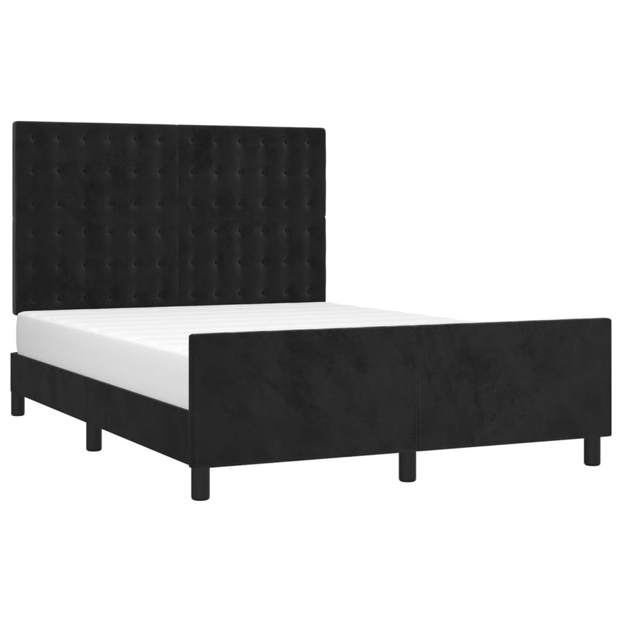 Bedframe Met Hoofdeinde Fluweel Zwart 140 x 190 cm Knopen