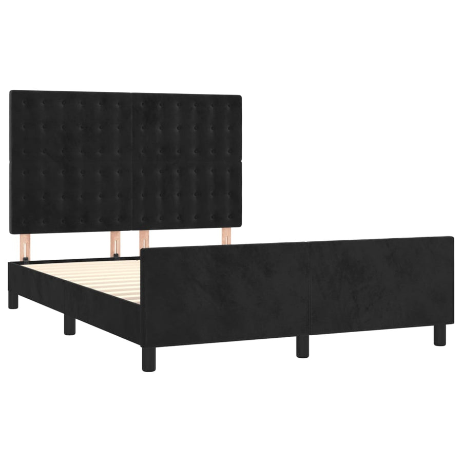 Bedframe Met Hoofdeinde Fluweel Zwart 140 x 190 cm Knopen