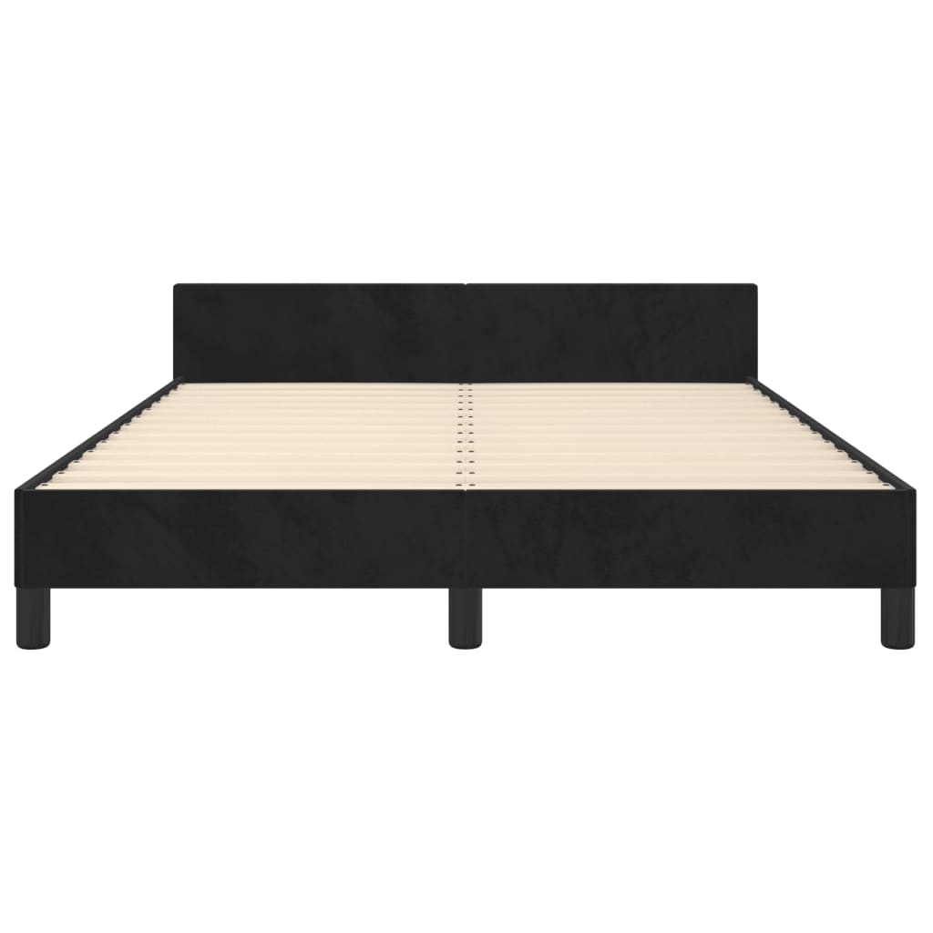 Bedframe Met Hoofdeinde Fluweel Zwart 140 x 190 cm Knopen