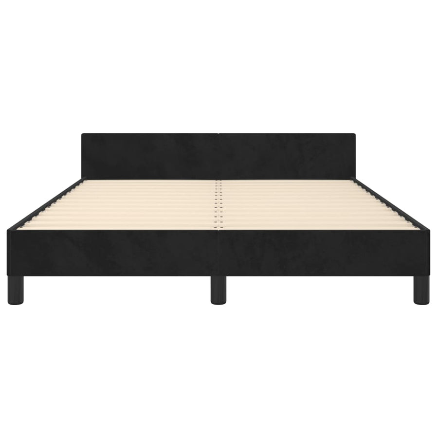 Bedframe Met Hoofdeinde Fluweel Zwart 140 x 190 cm Knopen