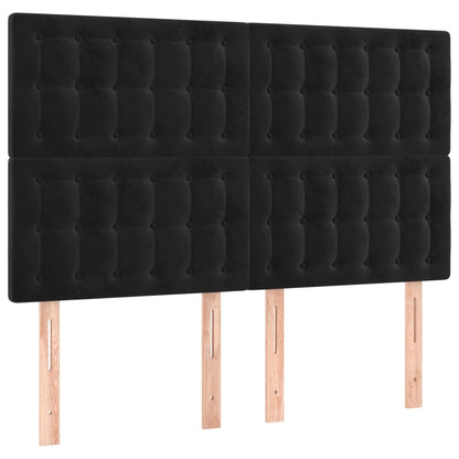 Bedframe Met Hoofdeinde Fluweel Zwart 140 x 190 cm Knopen