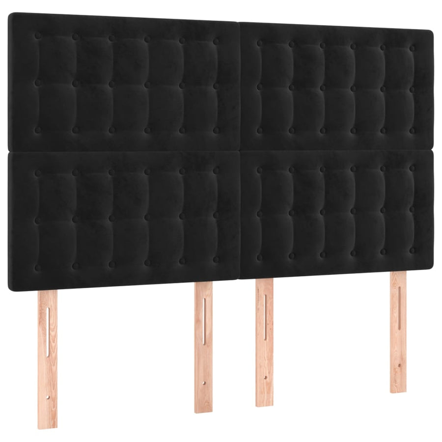 Bedframe Met Hoofdeinde Fluweel Zwart 140 x 190 cm Knopen