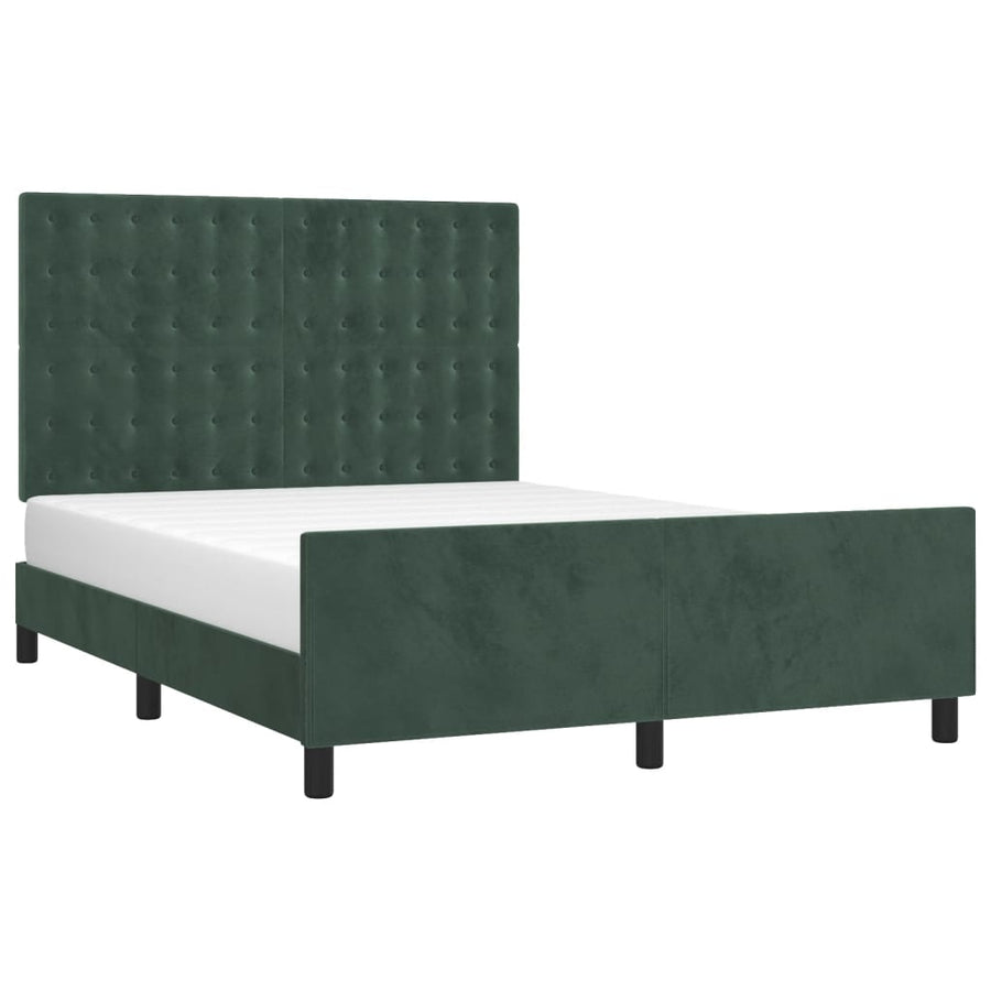 Bedframe Met Hoofdeinde Fluweel Donkergroen 140 x 190 cm Knopen