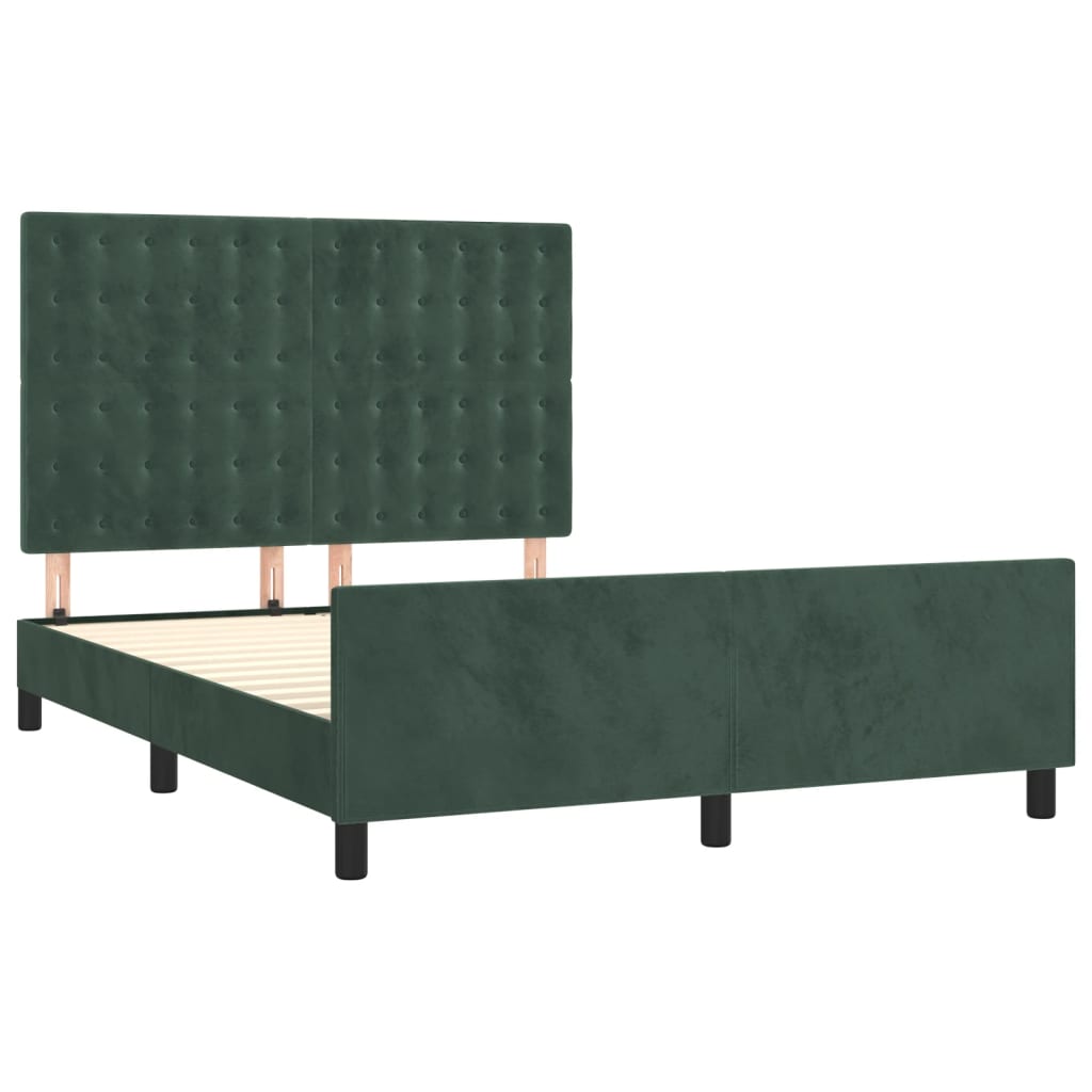 Bedframe Met Hoofdeinde Fluweel Donkergroen 140 x 190 cm Knopen