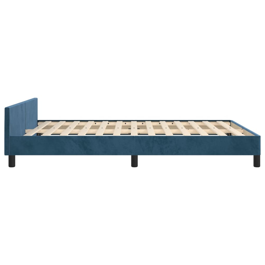 Bedframe Met Hoofdeinde Fluweel Donkerblauw 140 x 190 cm Knopen