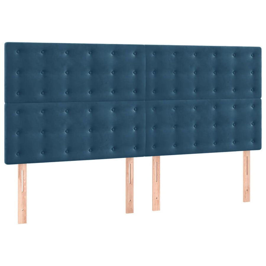 Bedframe Met Hoofdeinde Fluweel Donkerblauw 140 x 190 cm Knopen