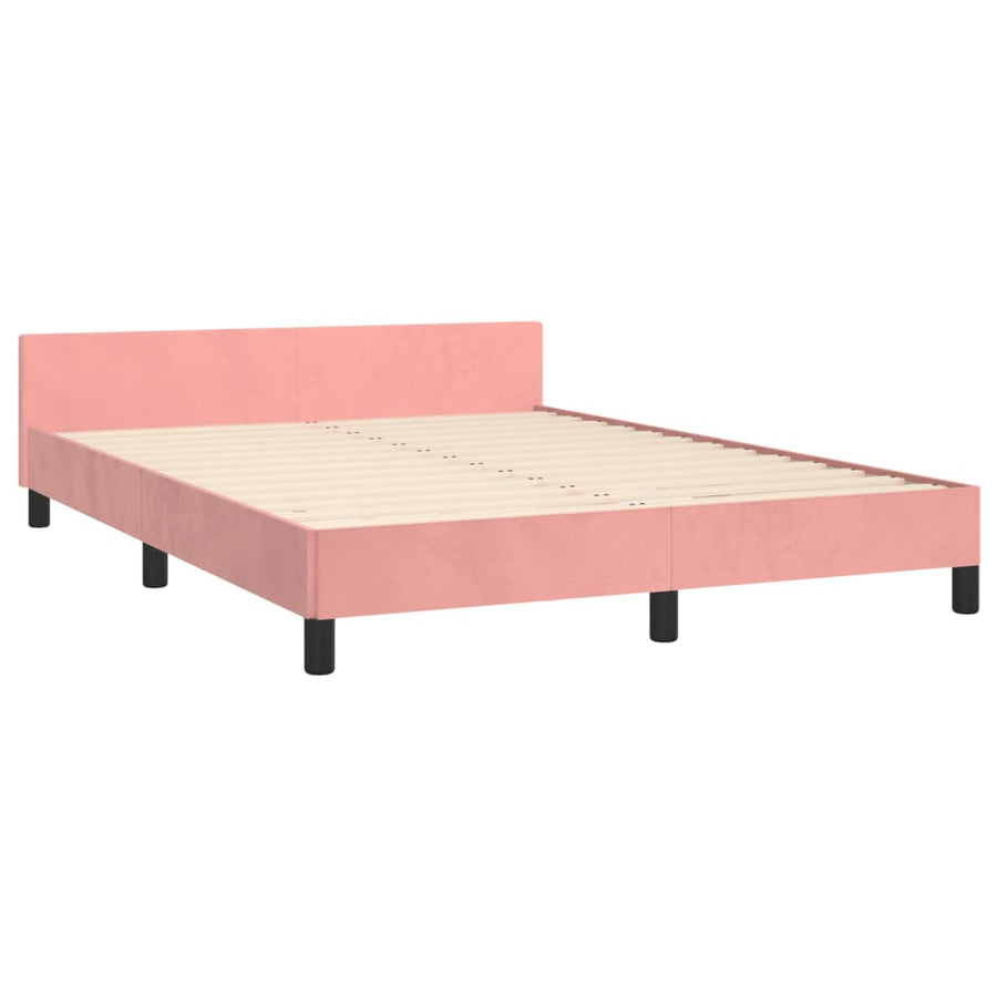 Bedframe Met Hoofdeinde Fluweel Roze 140 x 190 cm Knopen