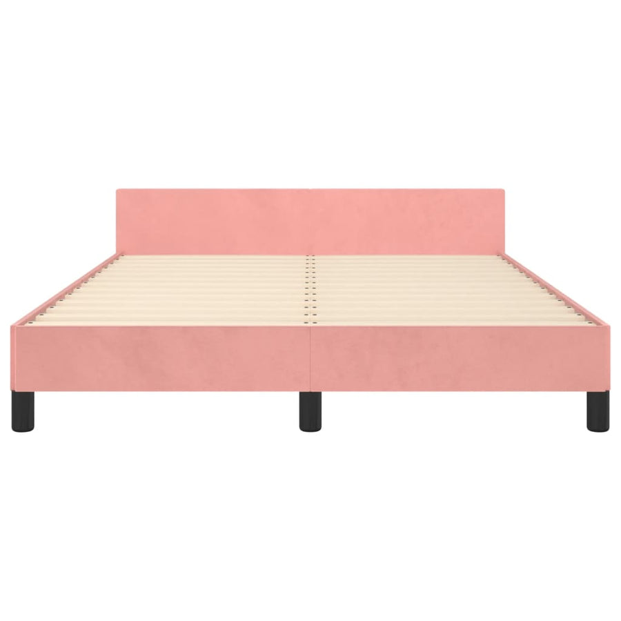 Bedframe Met Hoofdeinde Fluweel Roze 140 x 190 cm Knopen