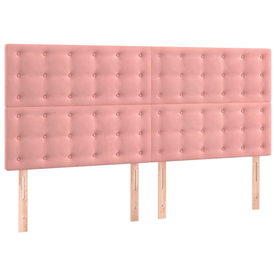 Bedframe Met Hoofdeinde Fluweel Roze 140 x 190 cm Knopen