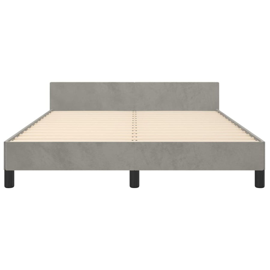 Bedframe Met Hoofdeinde Fluweel Lichtgrijs 140 x 200 cm Knopen