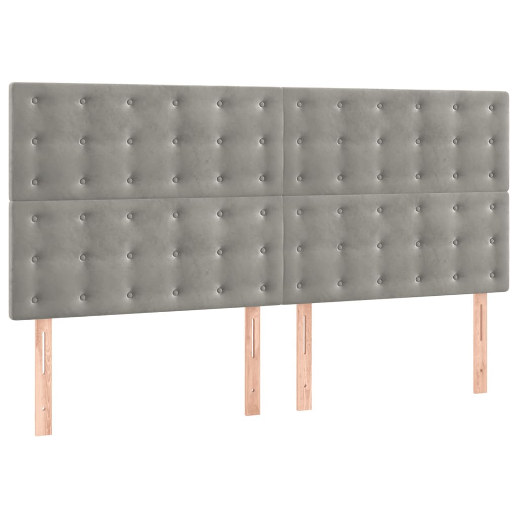 Bedframe Met Hoofdeinde Fluweel Lichtgrijs 140 x 200 cm Knopen