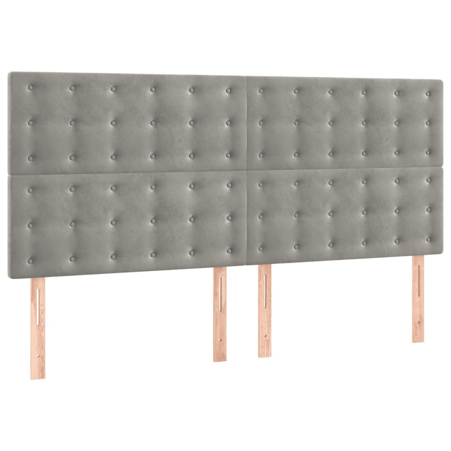 Bedframe Met Hoofdeinde Fluweel Lichtgrijs 140 x 200 cm Knopen