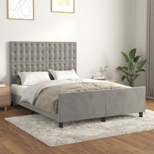 Bedframe Met Hoofdeinde Fluweel Lichtgrijs 140 x 200 cm Knopen