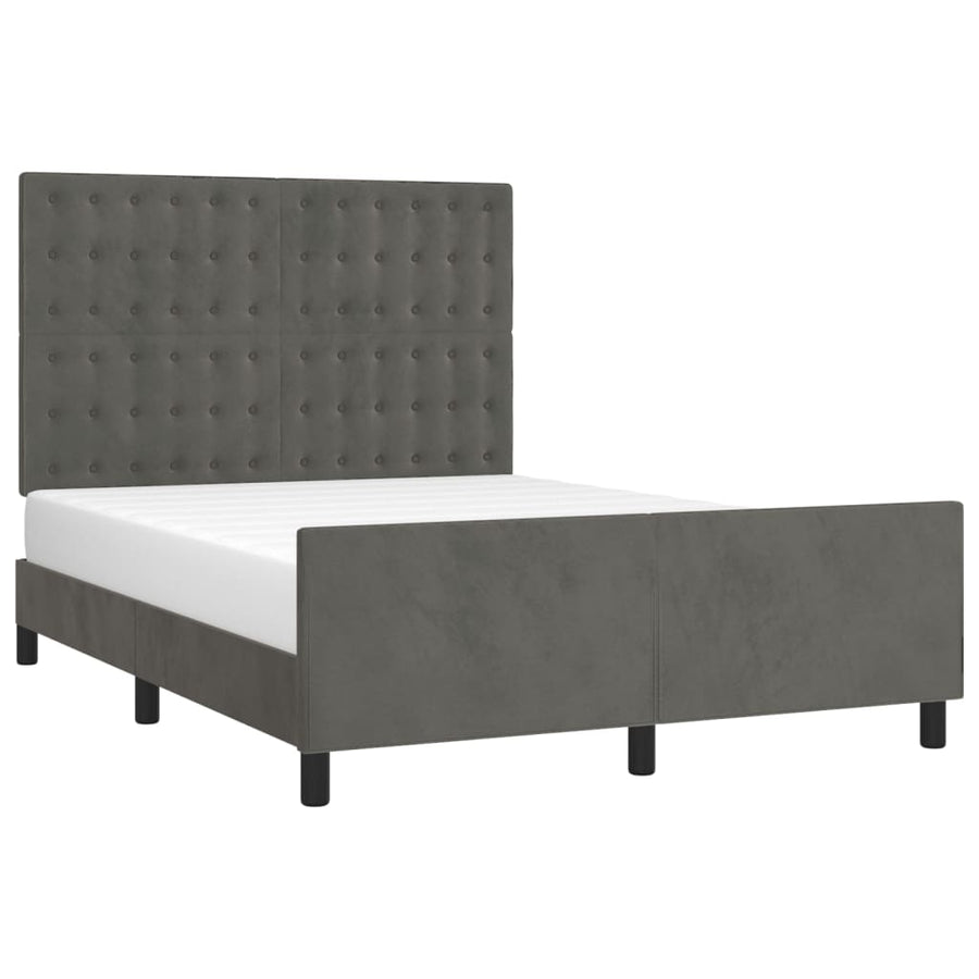 Bedframe Met Hoofdeinde Fluweel Donkergrijs 140 x 200 cm Knopen
