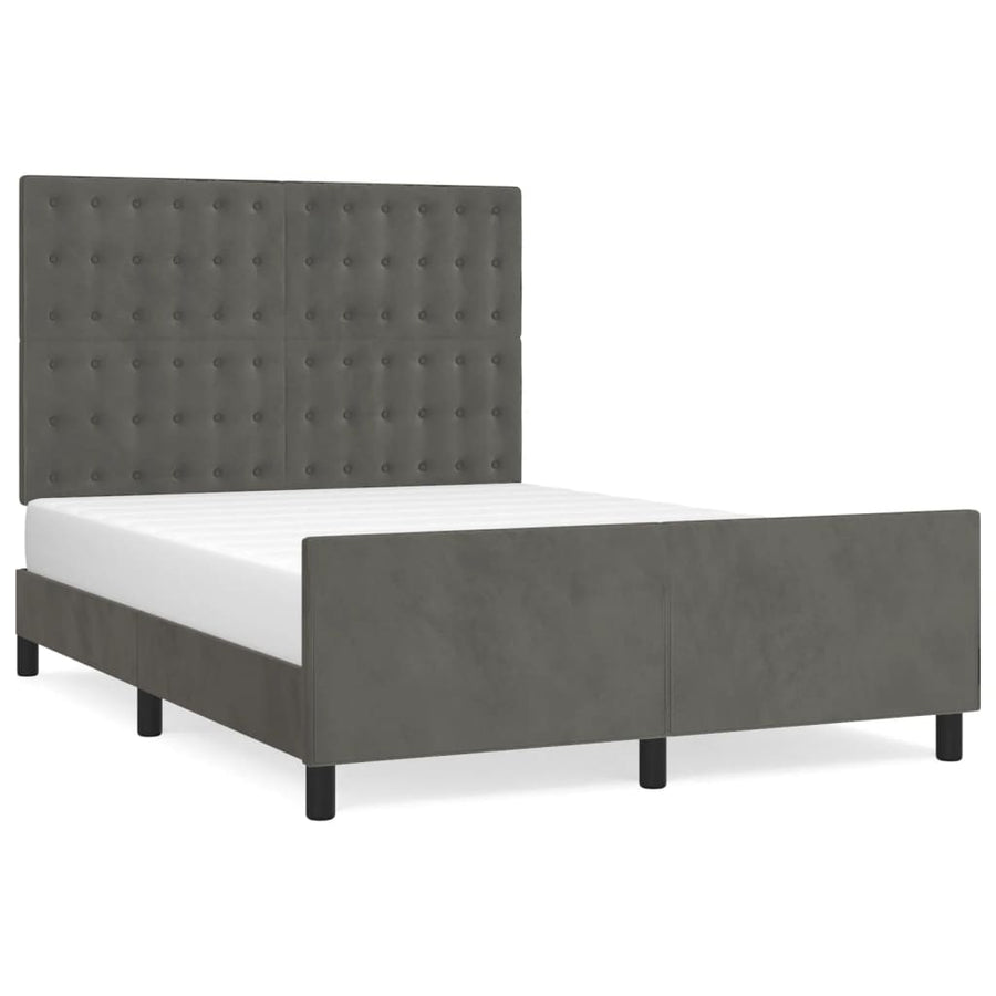 Bedframe Met Hoofdeinde Fluweel Donkergrijs 140 x 200 cm Knopen