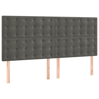 Bedframe Met Hoofdeinde Fluweel Donkergrijs 140 x 200 cm Knopen
