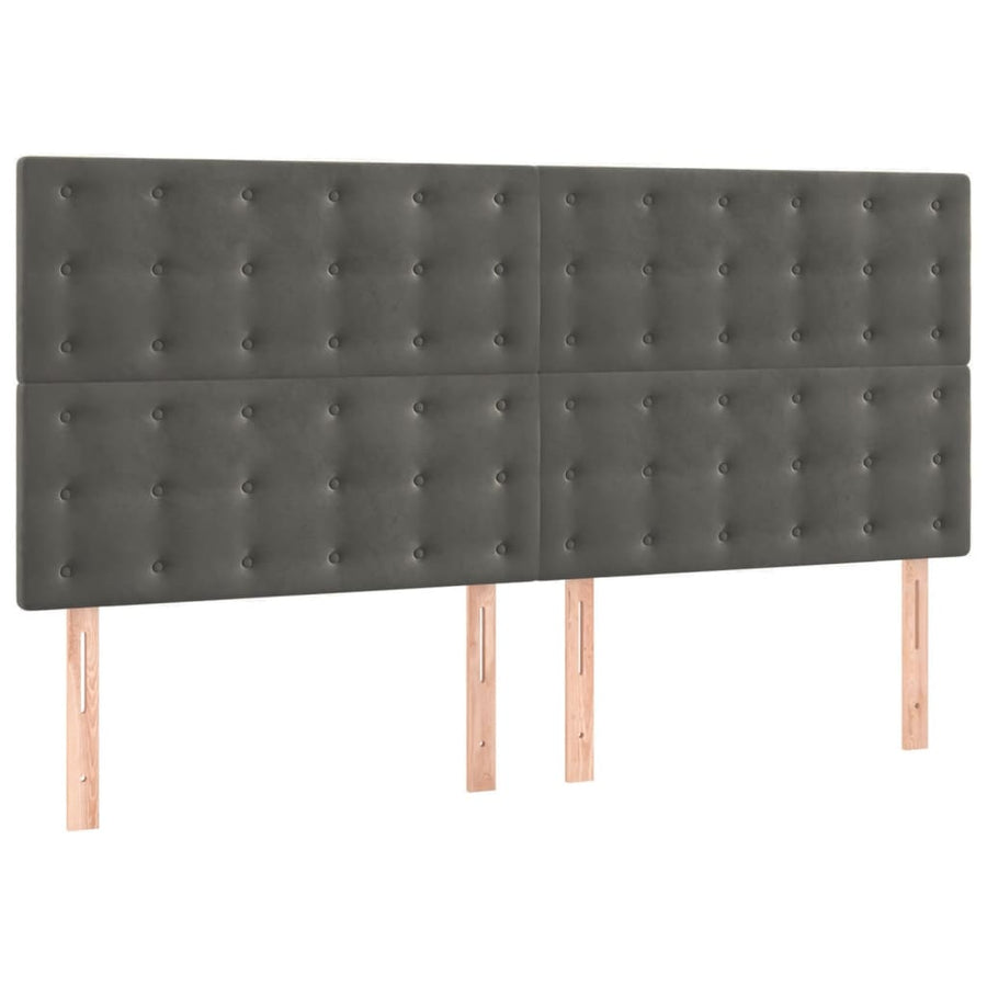 Bedframe Met Hoofdeinde Fluweel Donkergrijs 140 x 200 cm Knopen