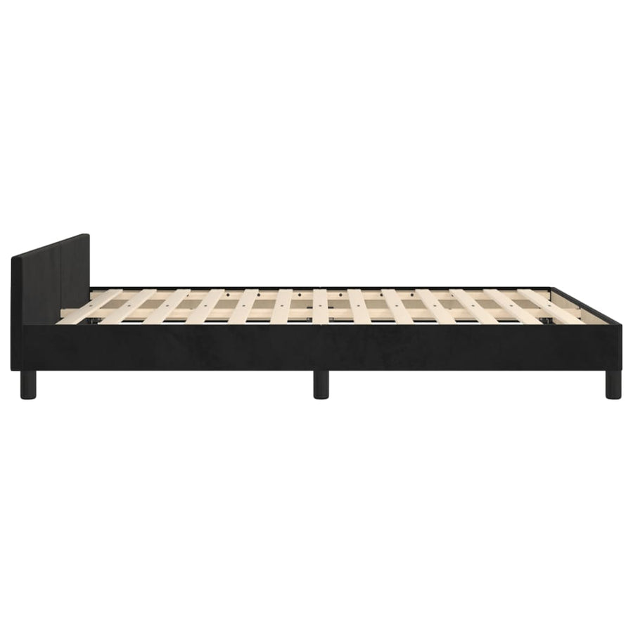 Bedframe Met Hoofdeinde Fluweel Zwart 140 x 200 cm Knopen