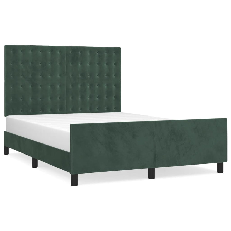 Bedframe Met Hoofdeinde Fluweel Donkergroen 140 x 200 cm Knopen
