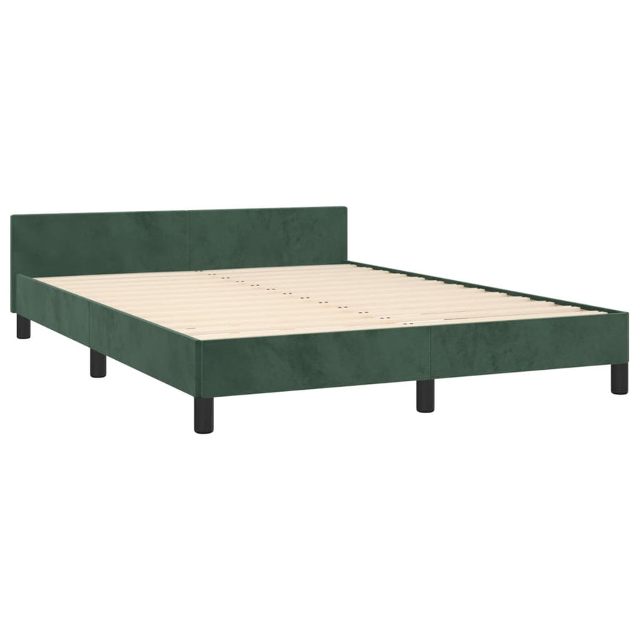 Bedframe Met Hoofdeinde Fluweel Donkergroen 140 x 200 cm Knopen